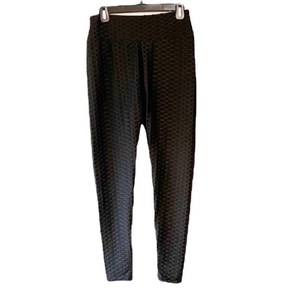 New Mix Brazilian Butt Lifting Textured Leggings Black L/XL - Picture 2 of 8